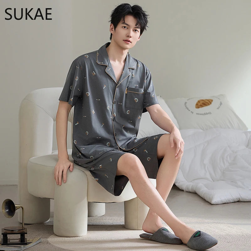 Elegant 100% Cotton Male Pyjama Set
