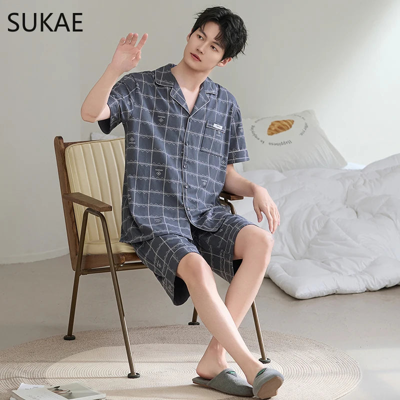 Elegant 100% Cotton Male Pyjama Set