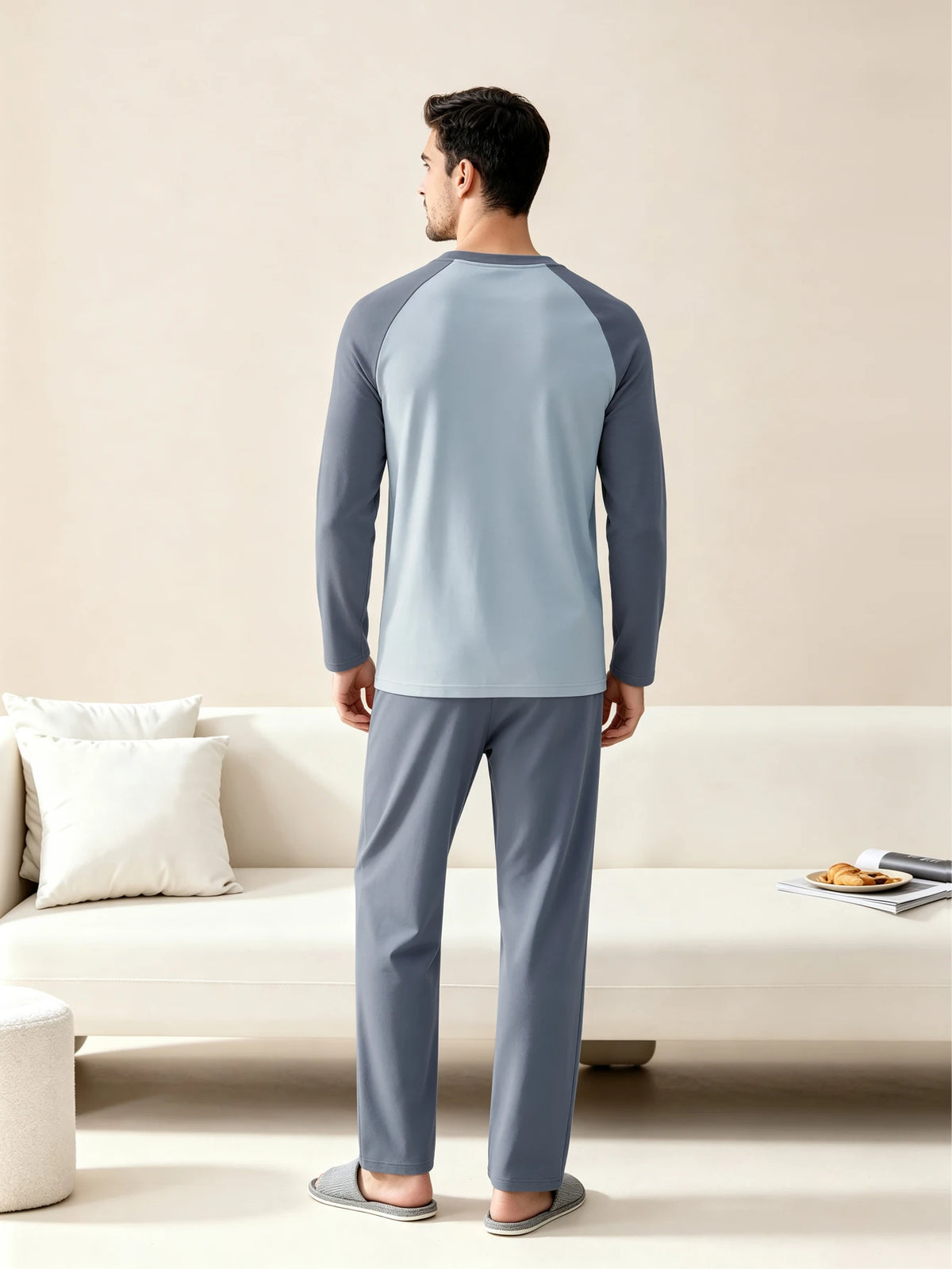 Men's 100% Cotton Long Sleeved Four Season Sleepwear