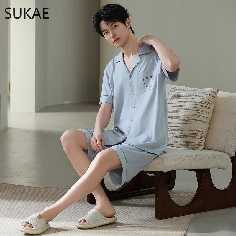 Elegant 100% Cotton Male Pyjama Set