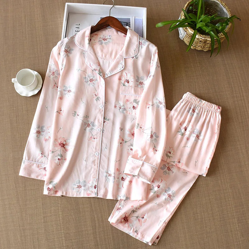 Elegant 100% Viscose Long-sleeved Ladies Pyjamas Set