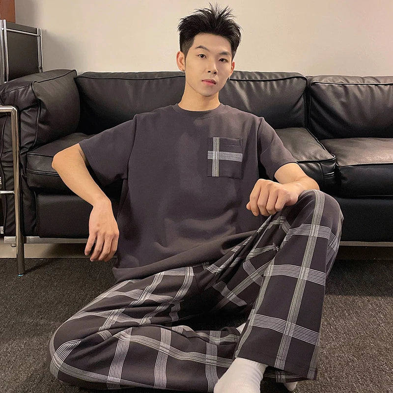Men's Cotton Short Sleeved Pyjama Set
