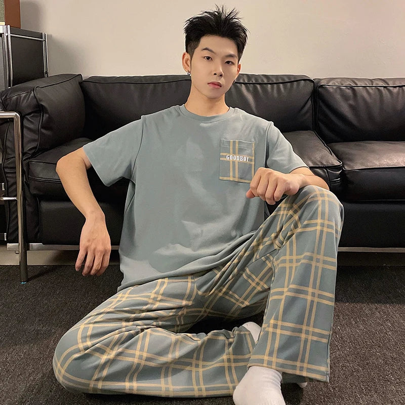 Men's Cotton Short Sleeved Pyjama Set
