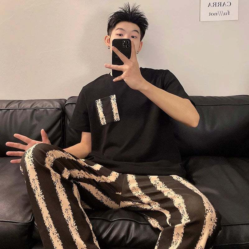 Men's Cotton Short Sleeved Pyjama Set