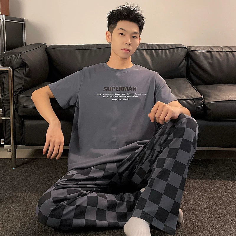 Men's Cotton Short Sleeved Pyjama Set