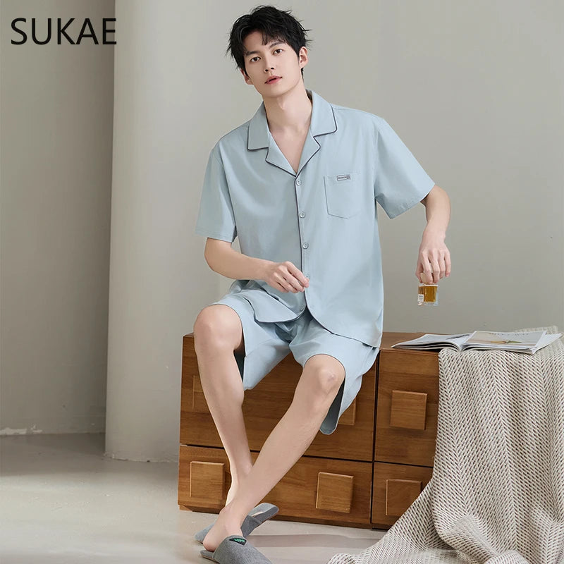 Elegant 100% Cotton Male Pyjama Set