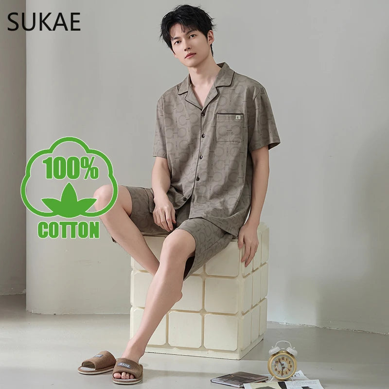 Elegant 100% Cotton Male Pyjama Set
