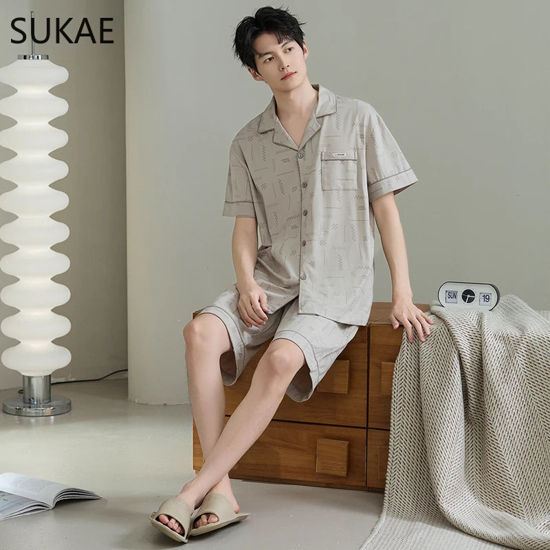 Elegant 100% Cotton Male Pyjama Set