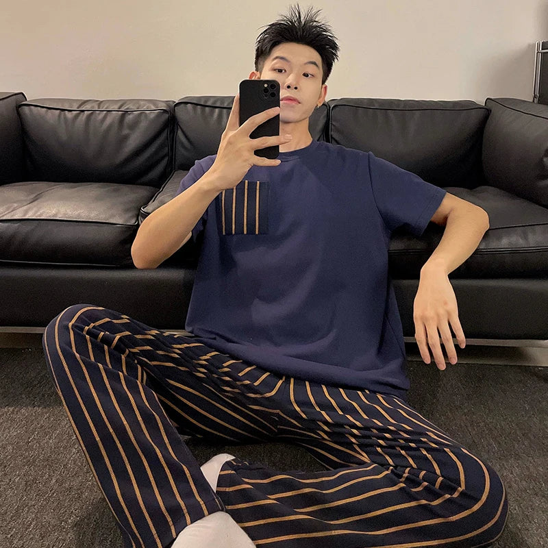 Men's Cotton Short Sleeved Pyjama Set