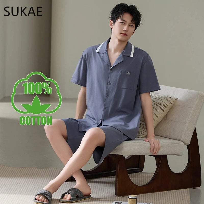 Elegant 100% Cotton Male Pyjama Set