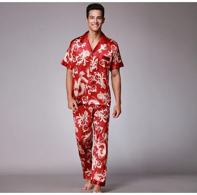 Luxury Men's Silk Paisley Pattern Pyjamas