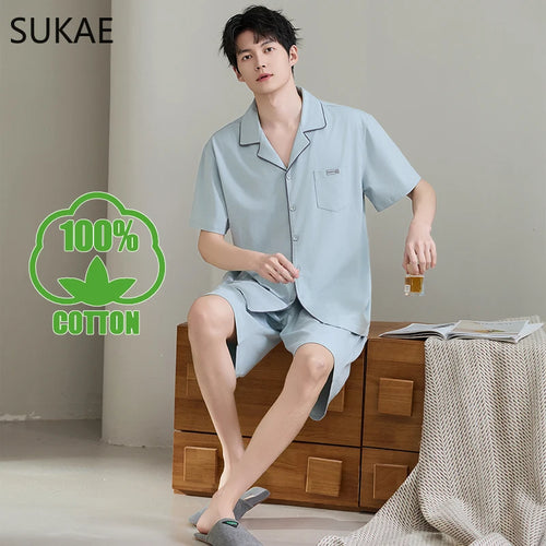 Elegant 100% Cotton Male Pyjama Set