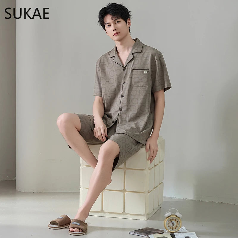 Elegant 100% Cotton Male Pyjama Set
