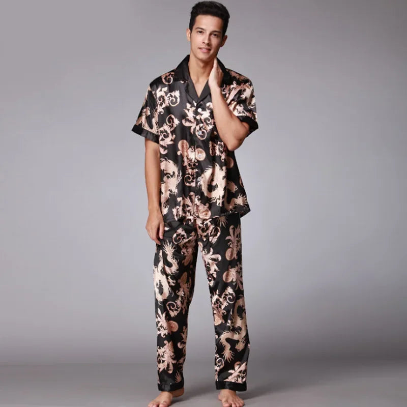 Luxury Men's Silk Paisley Pattern Pyjamas