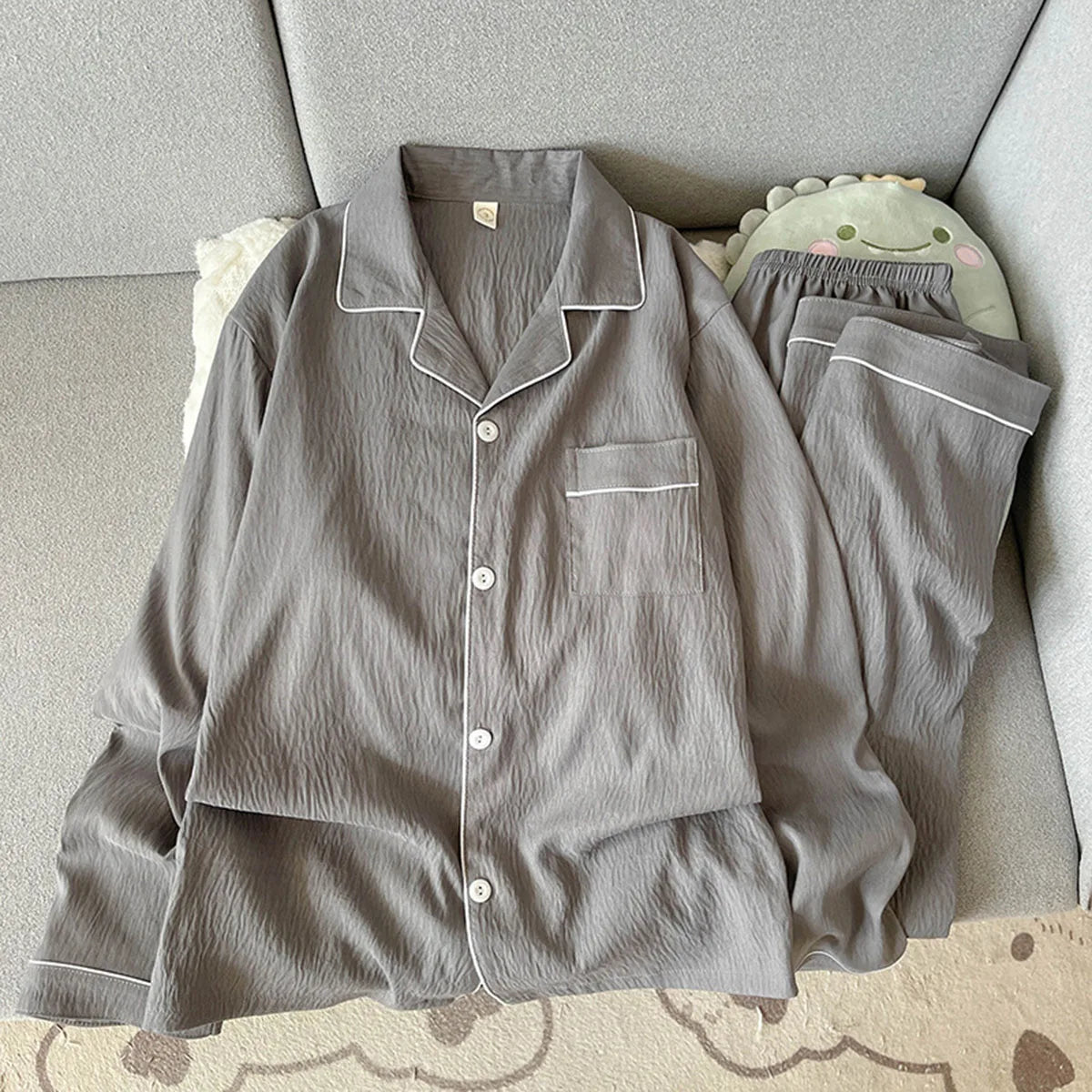 Autumn Solid Simple Men's Pyjama Set