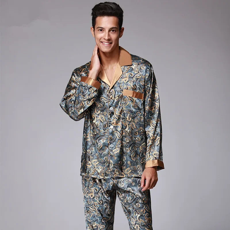 Luxury Men's Silk Paisley Pattern Pyjamas