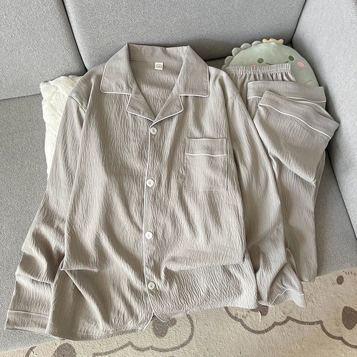 Autumn Solid Simple Men's Pyjama Set