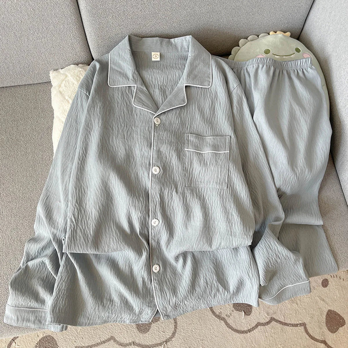 Autumn Solid Simple Men's Pyjama Set