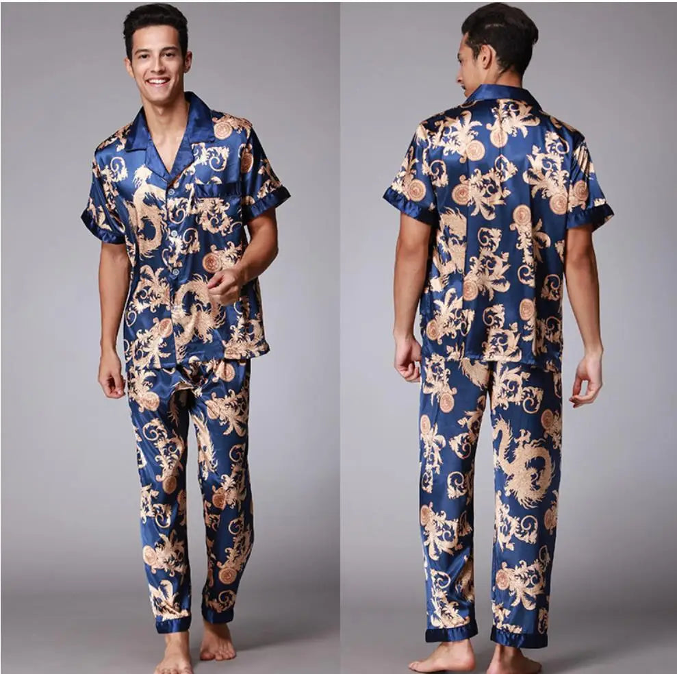 Luxury Men's Silk Paisley Pattern Pyjamas