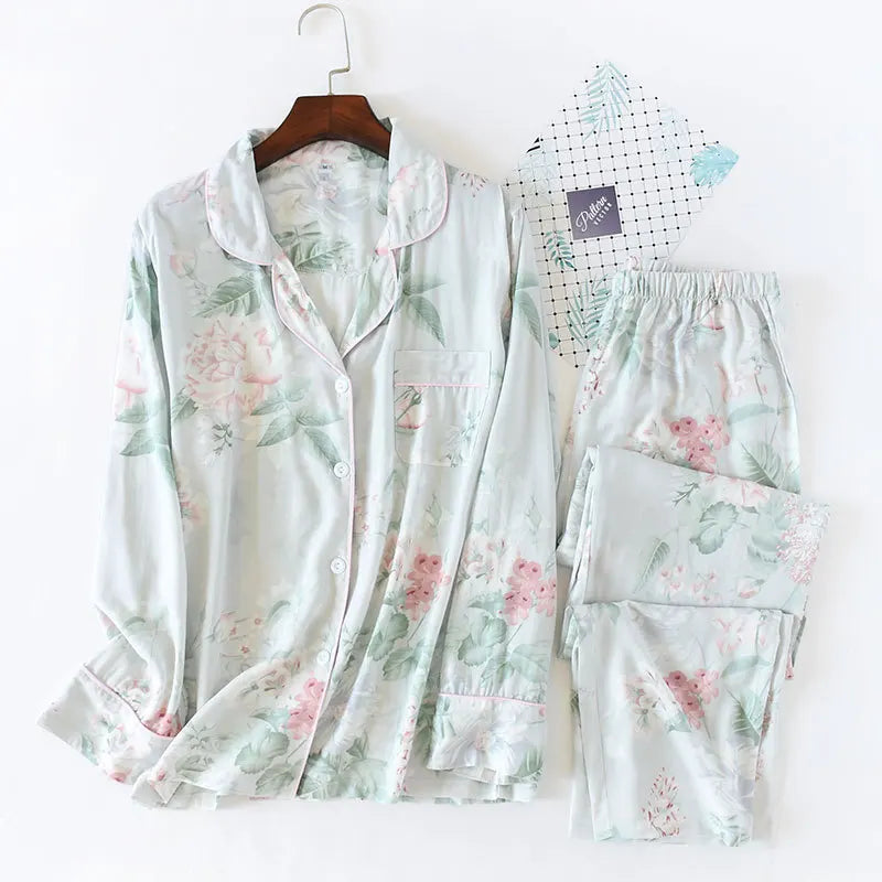 Elegant 100% Viscose Long-sleeved Ladies Pyjamas Set