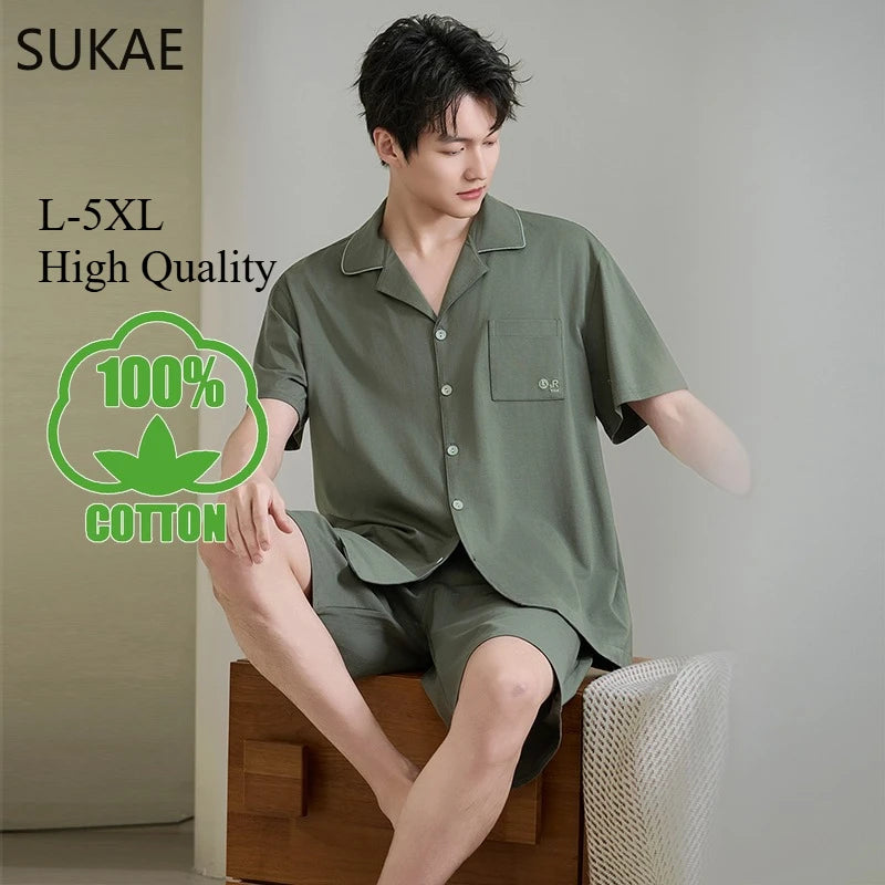 Elegant 100% Cotton Male Pyjama Set