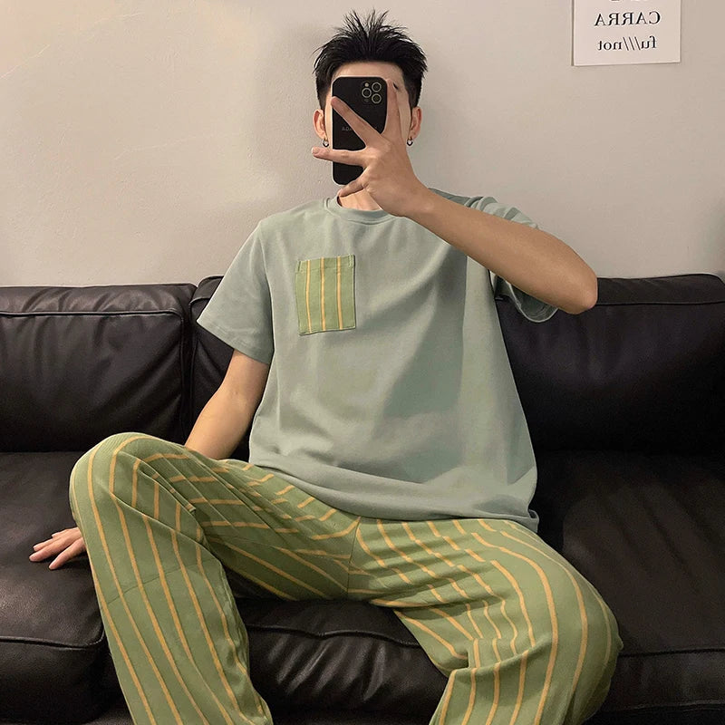 Men's Cotton Short Sleeved Pyjama Set