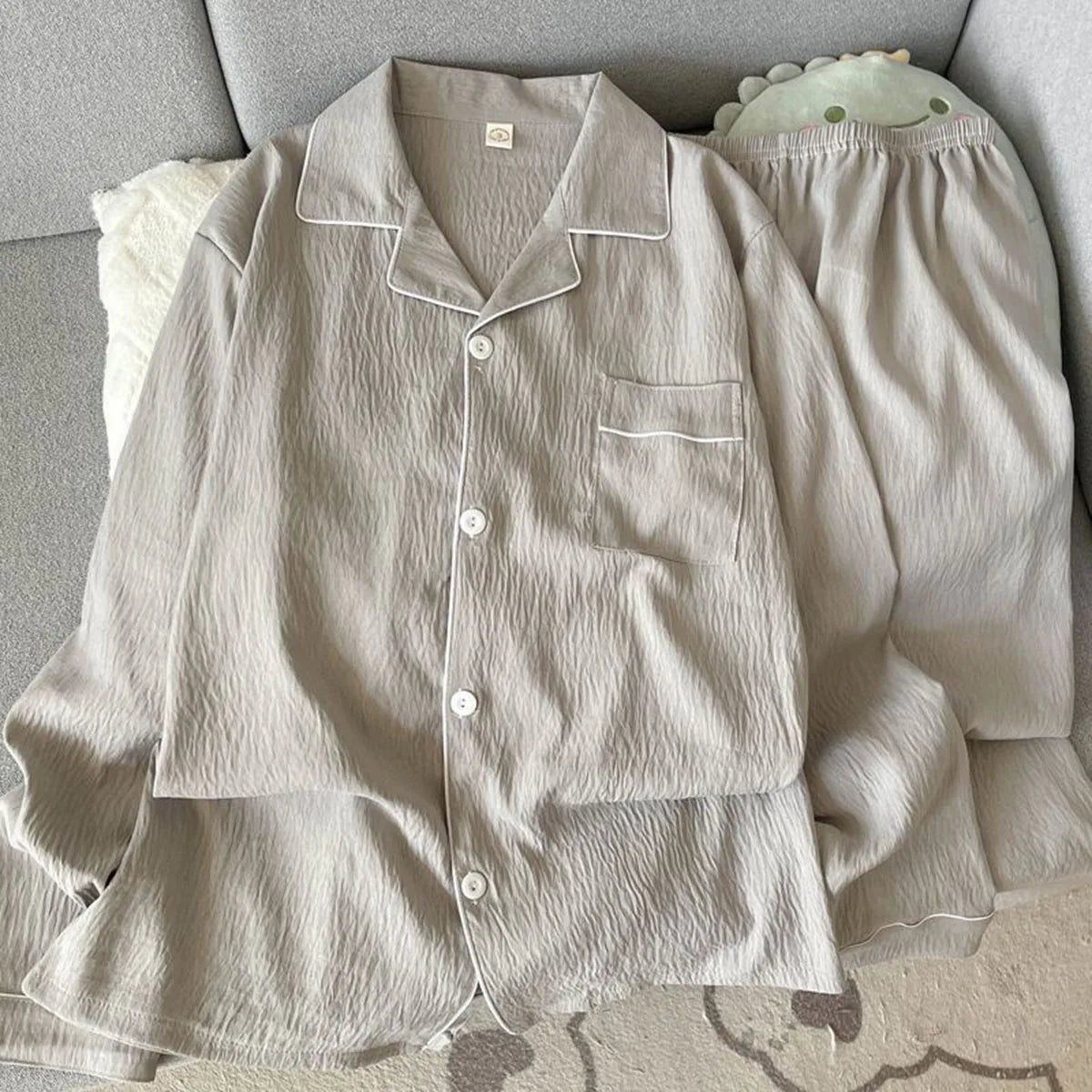 Autumn Solid Simple Men's Pyjama Set