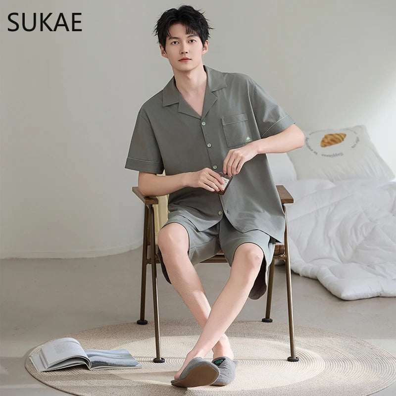 Elegant 100% Cotton Male Pyjama Set