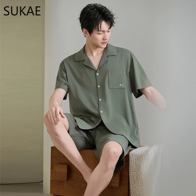 Elegant 100% Cotton Male Pyjama Set