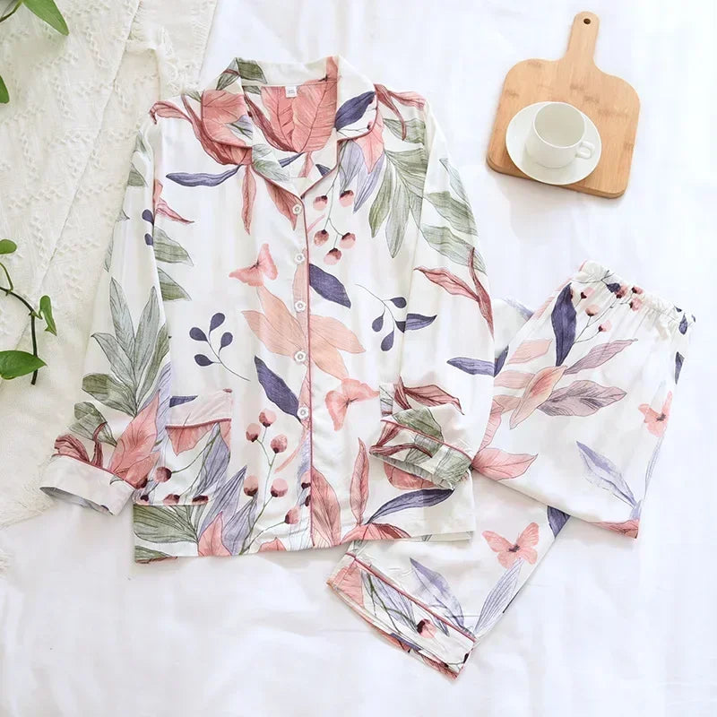 Elegant 100% Viscose Long-sleeved Ladies Pyjamas Set