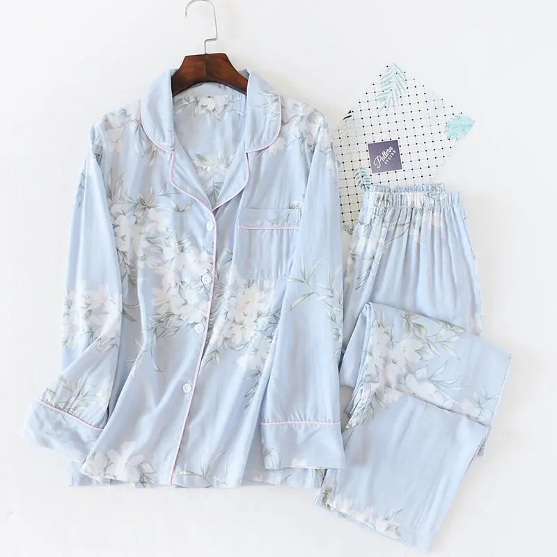 Elegant 100% Viscose Long-sleeved Ladies Pyjamas Set