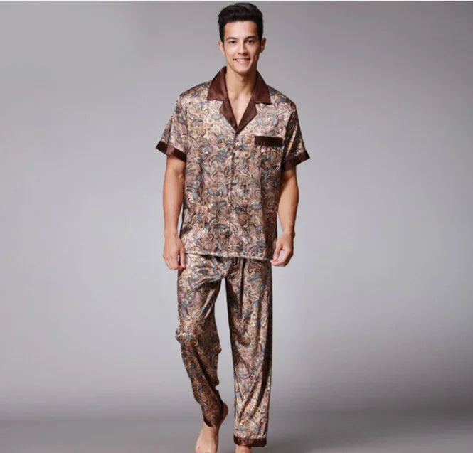 Luxury Men's Silk Paisley Pattern Pyjamas