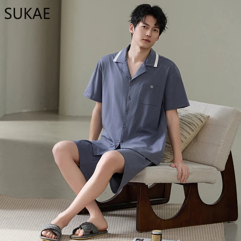 Elegant 100% Cotton Male Pyjama Set