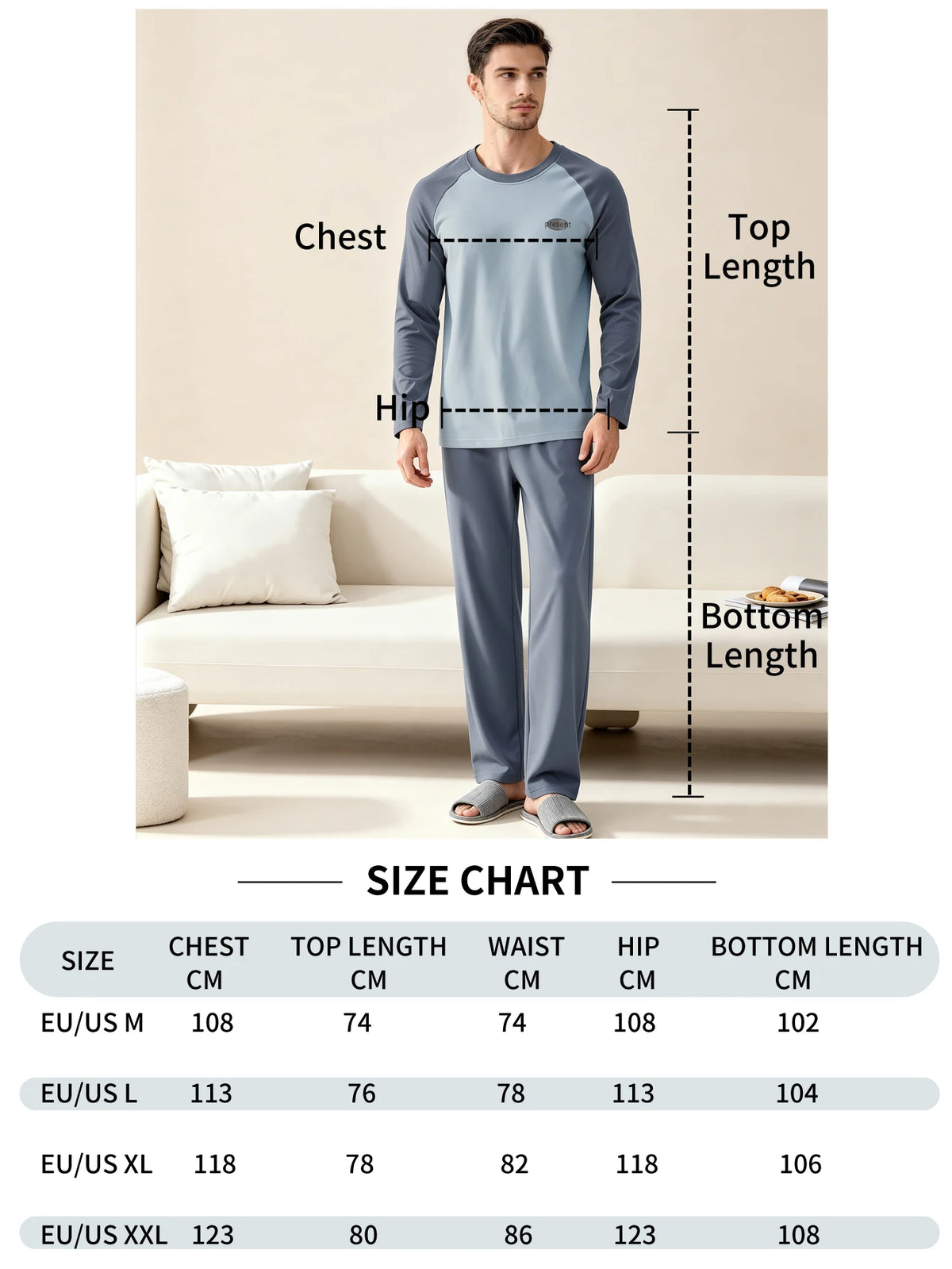 Men's 100% Cotton Long Sleeved Four Season Sleepwear