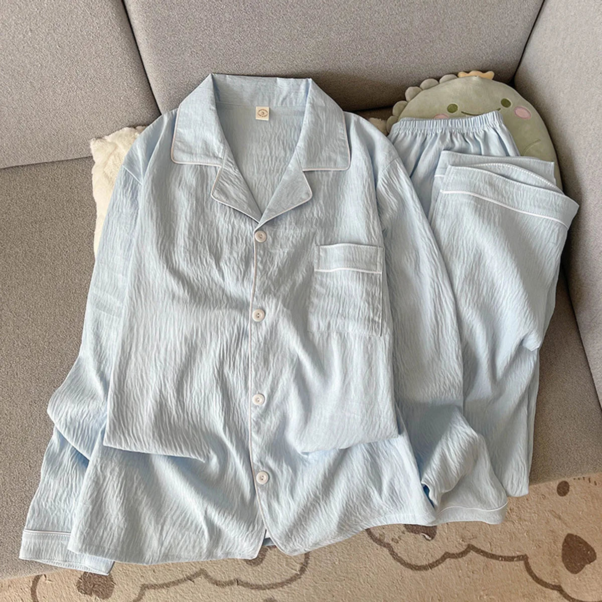 Autumn Solid Simple Men's Pyjama Set