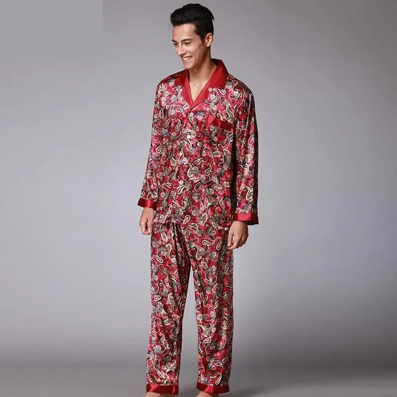 Luxury Men's Silk Paisley Pattern Pyjamas
