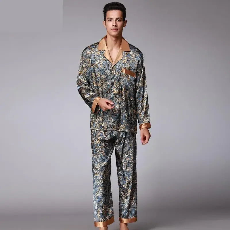 Luxury Men's Silk Paisley Pattern Pyjamas