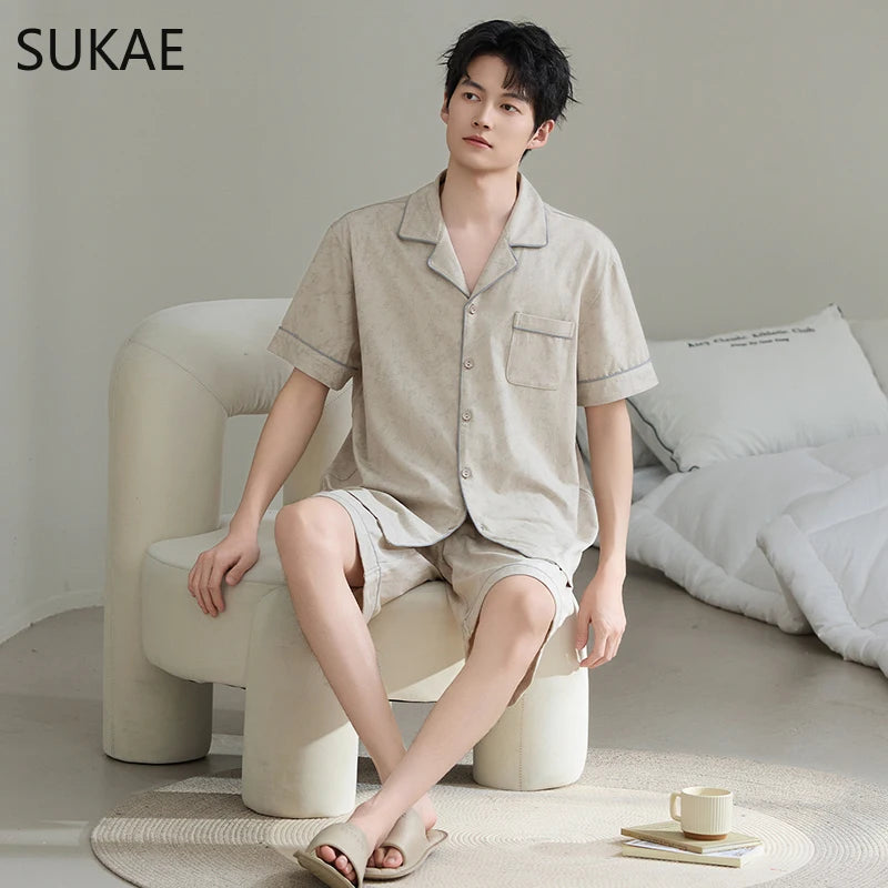 Elegant 100% Cotton Male Pyjama Set